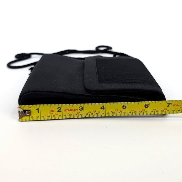 Lord & Taylor Vintage Black Satin Evening Bag Pleated Tassel Crossbody Clutch - Picture 12 of 12